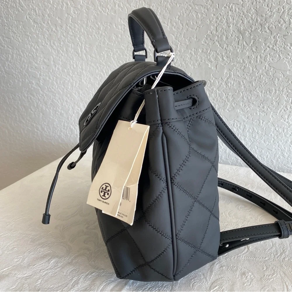 Tory Burch black quilted backpack